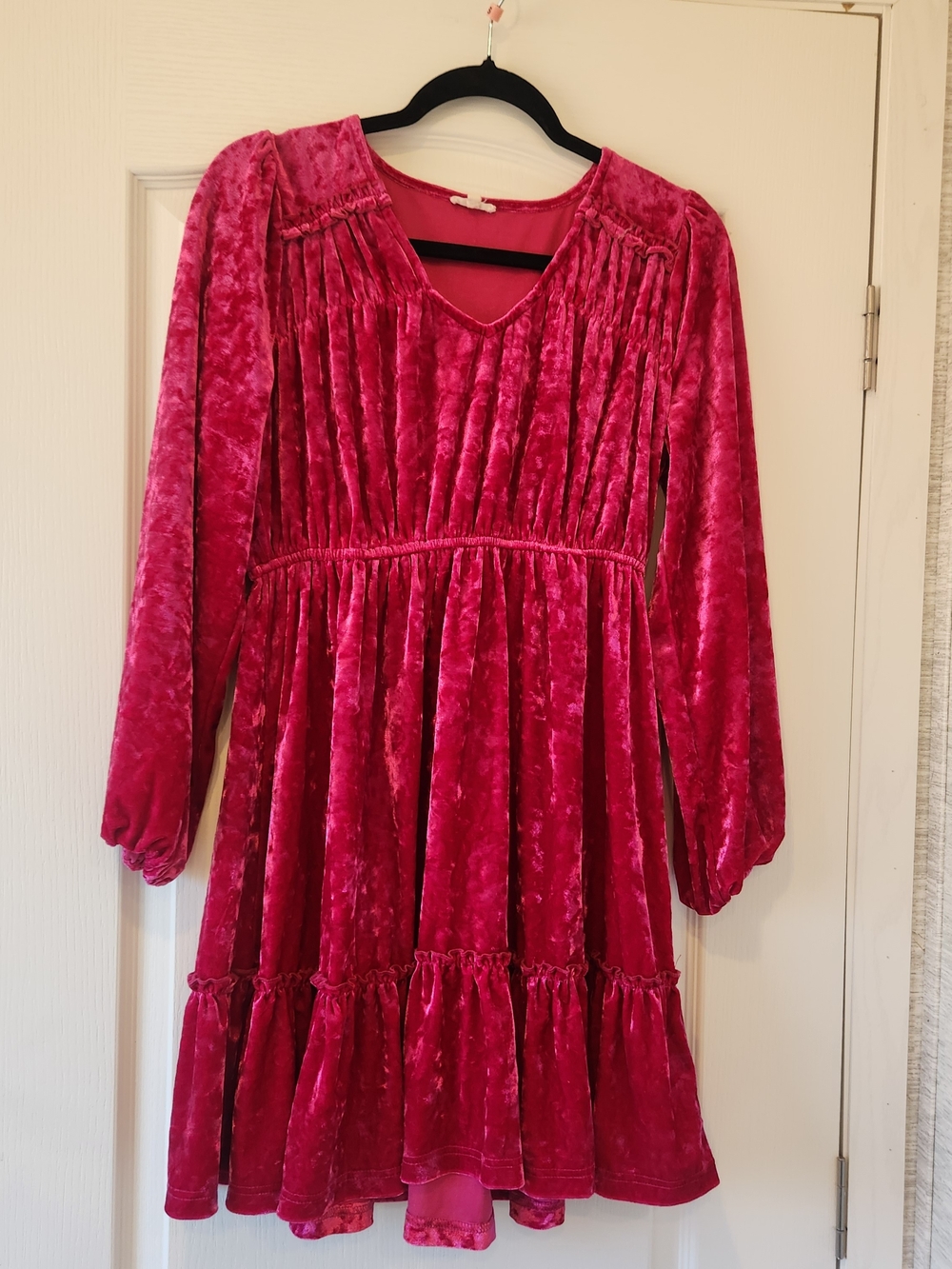 JODIFL Hot Pink Velvet Dress S Euc